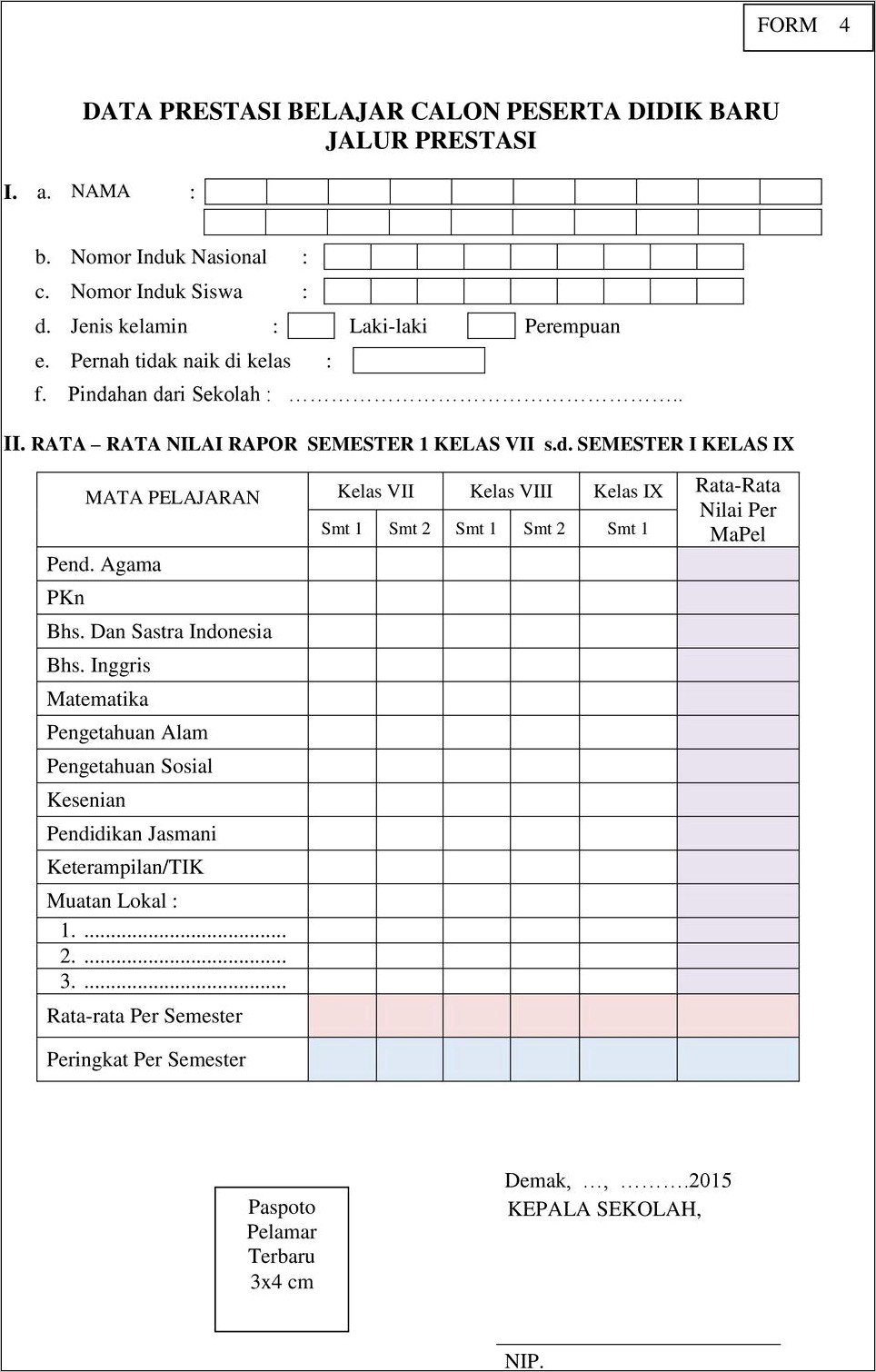 Contoh Surat Permohonan Naik Nilai Sekolah