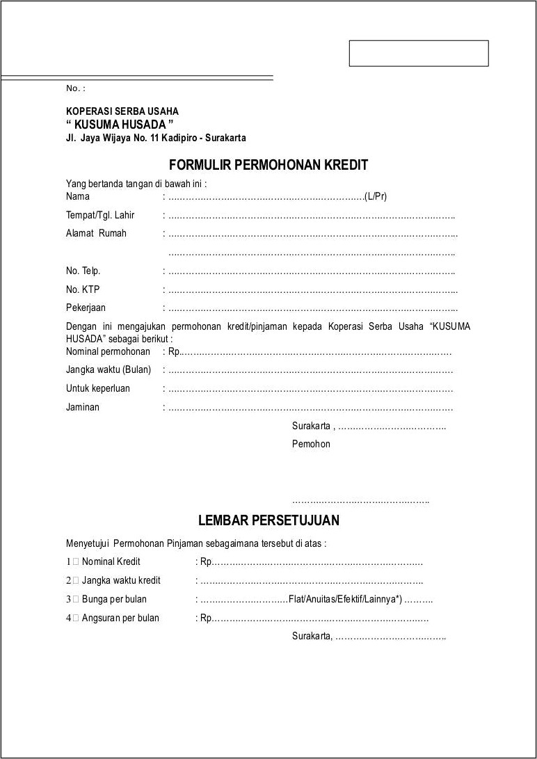 Contoh Surat Permohonan Peinjaman Uang Ke Perusahaan