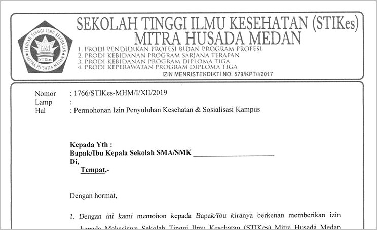 Contoh Surat Permohonan Pelatihan Dengan Rumah Sakit Lain