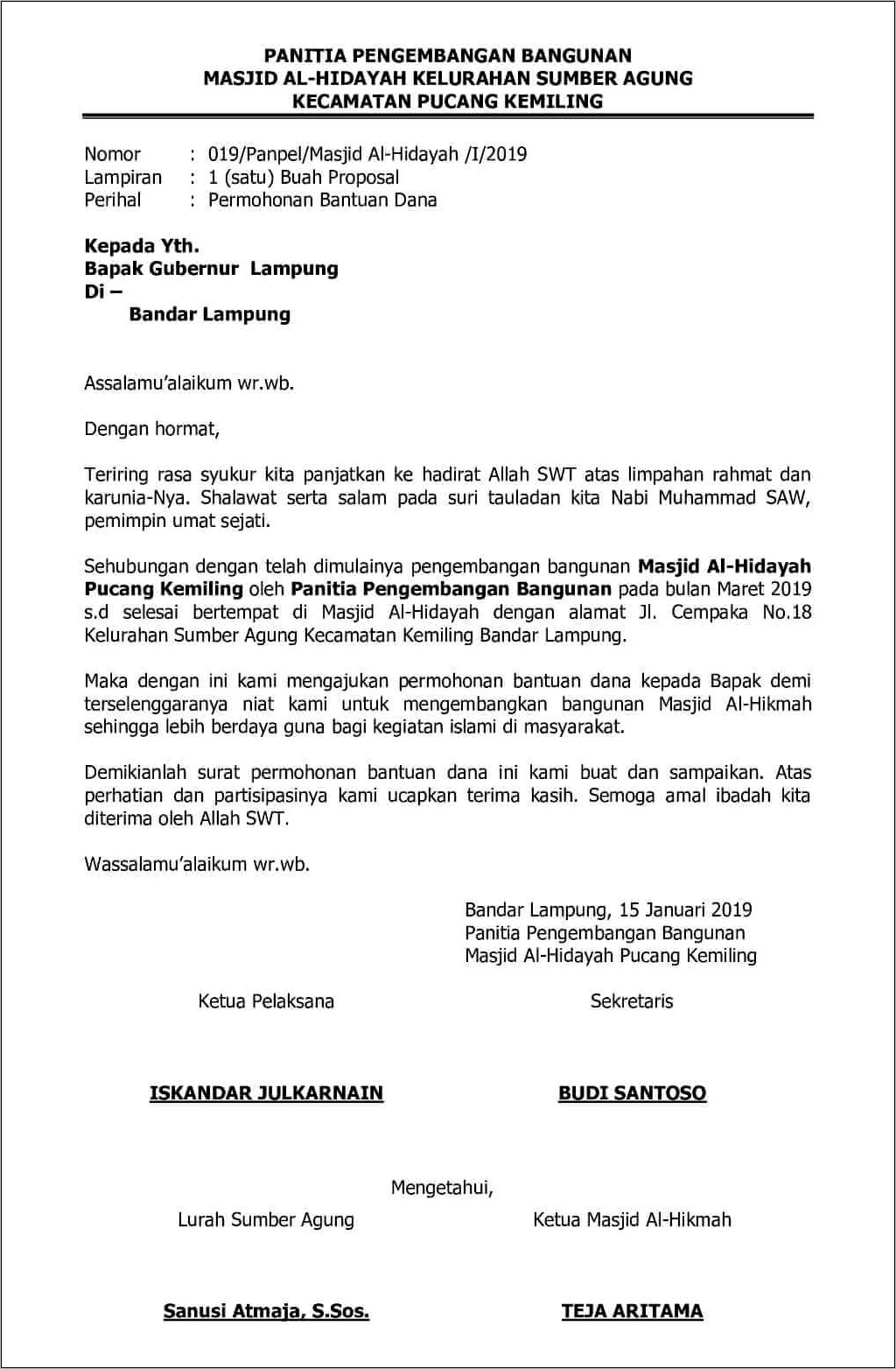 Contoh Surat Permohonan Pem