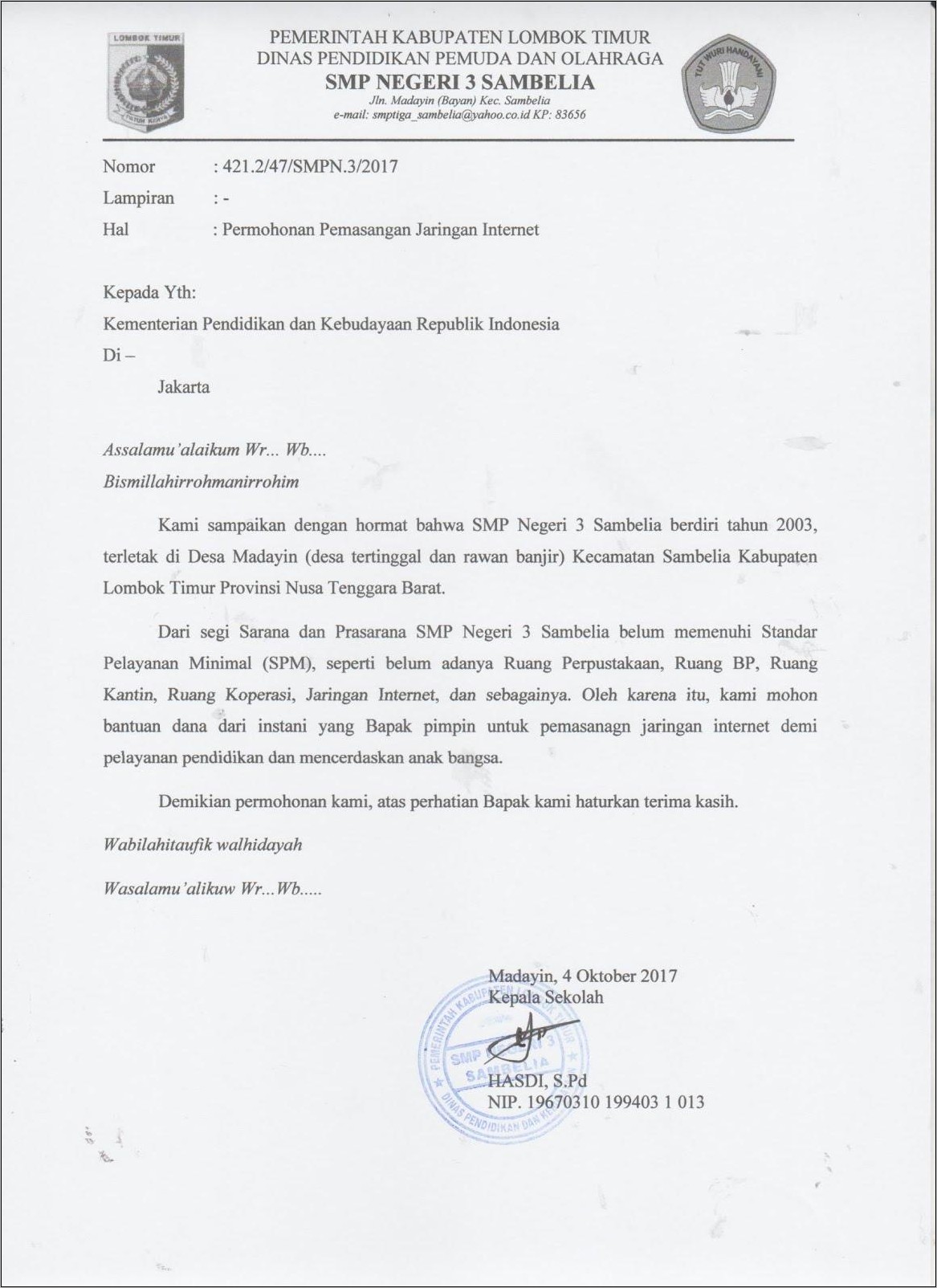 Contoh Surat Permohonan Pemasan