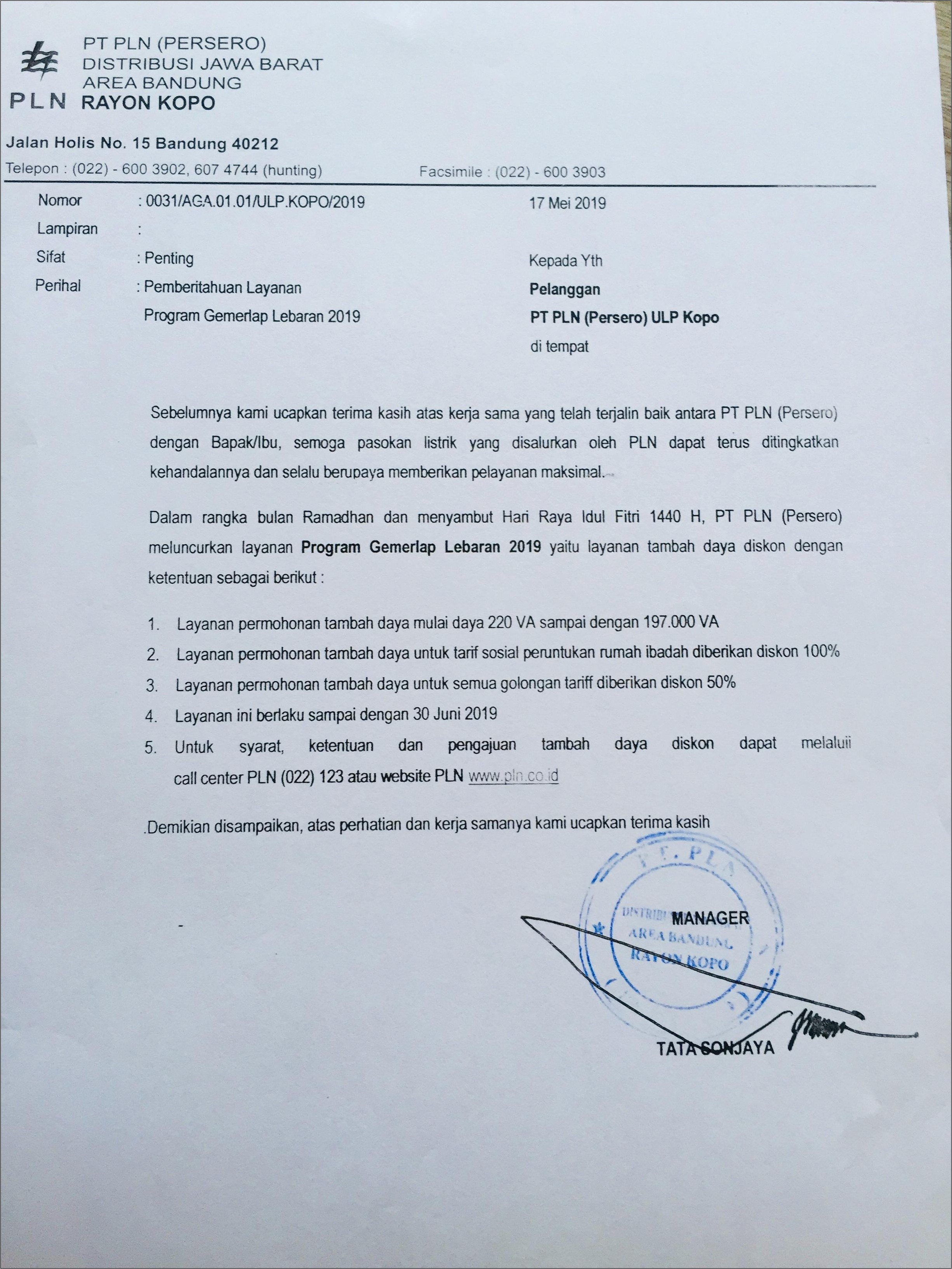 Contoh Surat Permohonan Pemasangan Kwh Meter Pln