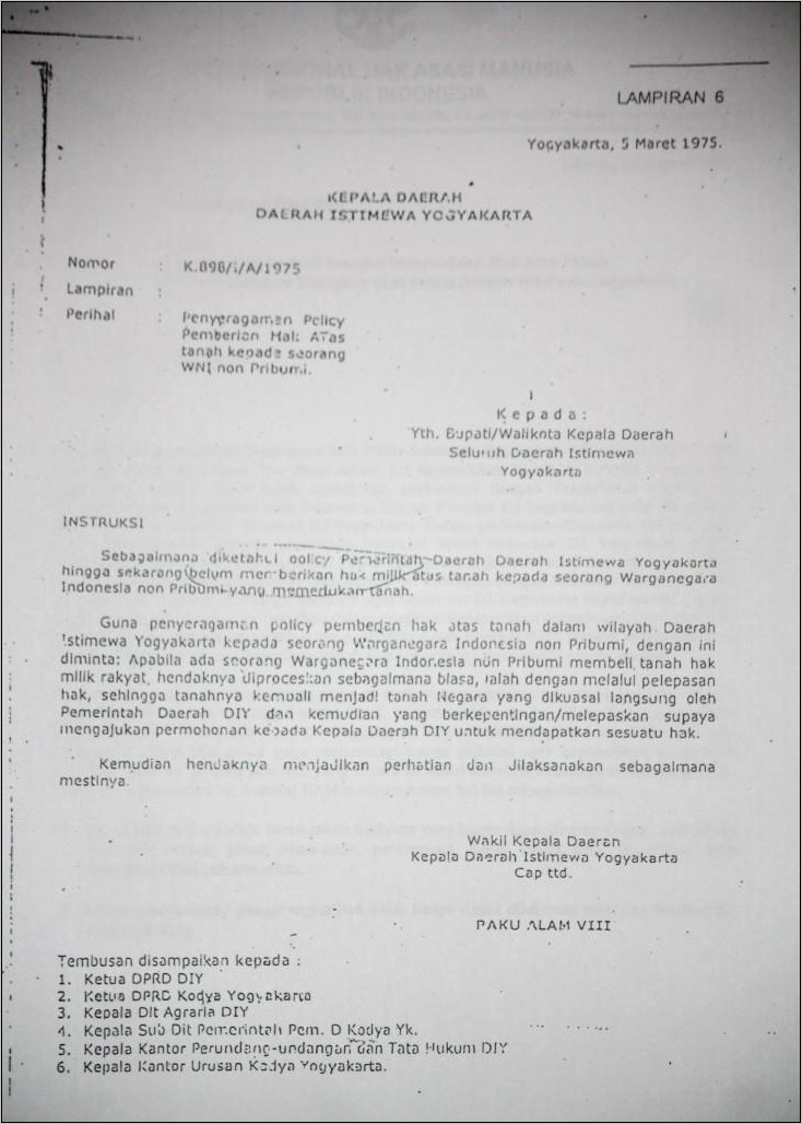 Contoh Surat Permohonan Pematokan