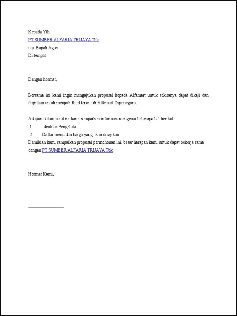 Contoh Surat Permohonan Pemisahan