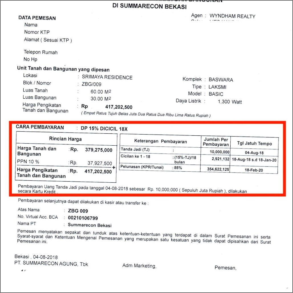 Contoh Surat Permohonan Penambahan Dp Pembayaran Rumah