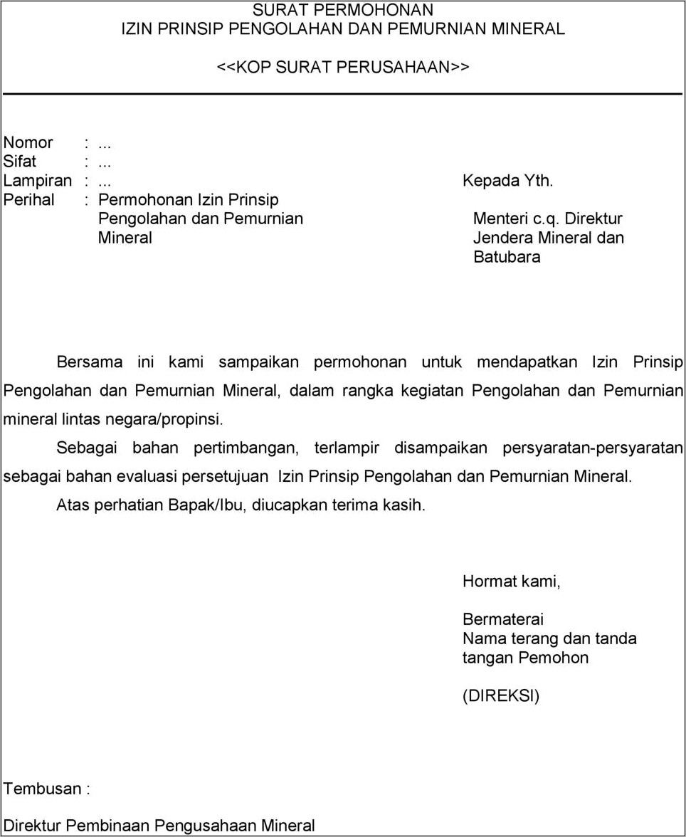 Contoh Surat Permohonan Pencabutan Sip Ke Diretur