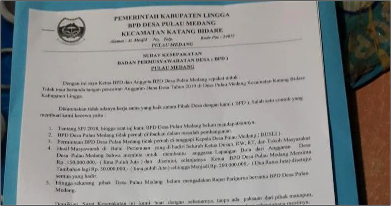 Contoh Surat Permohonan Pencairan Dana Dewan Kelurahan