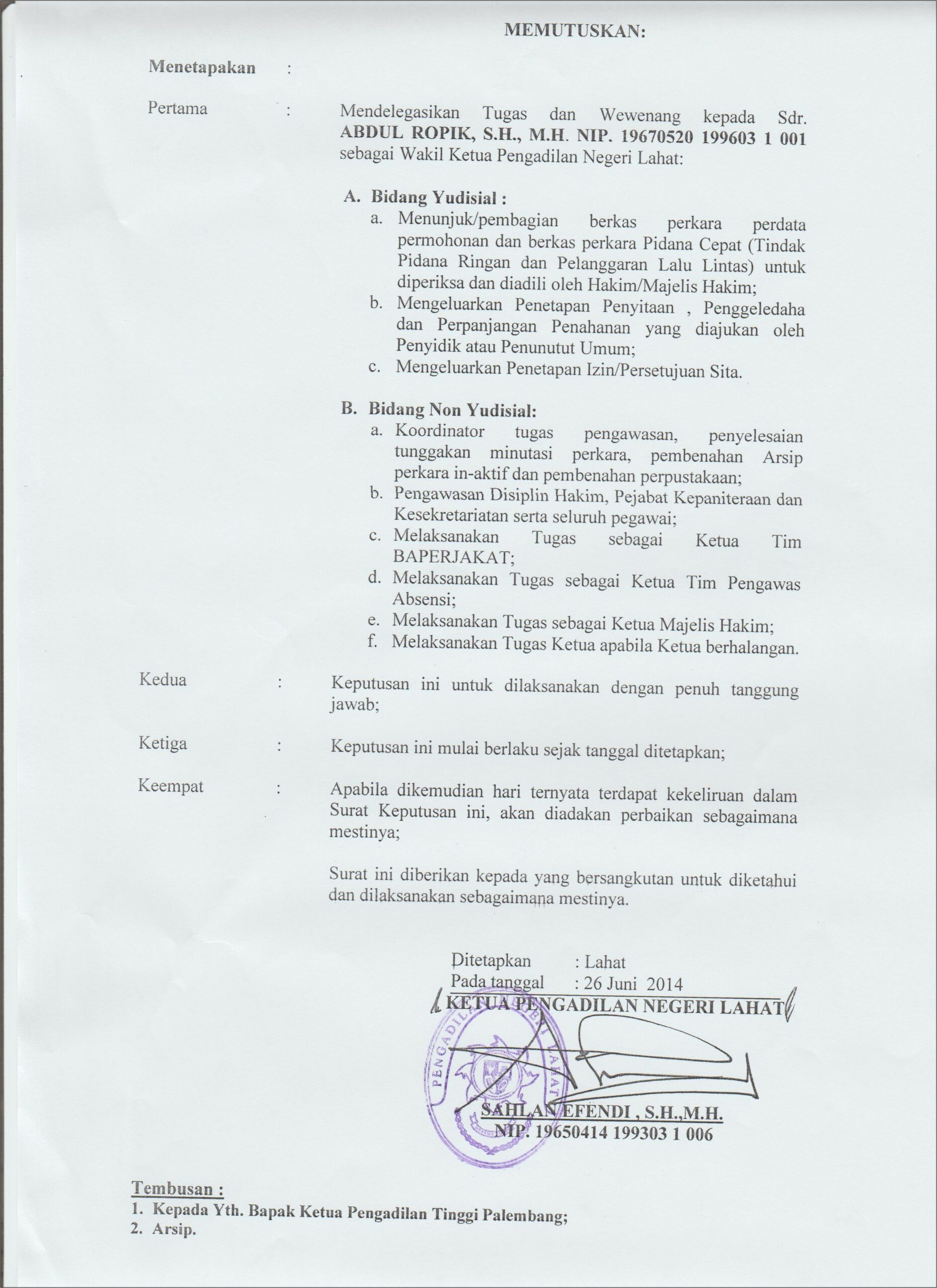 Contoh Surat Permohonan Pendelegasian Anggota