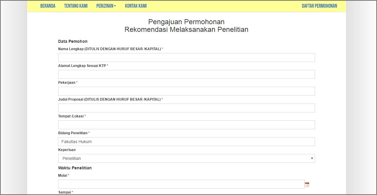 Contoh Surat Permohonan Penelitian Pendaftaran Kesbangpol Semarang