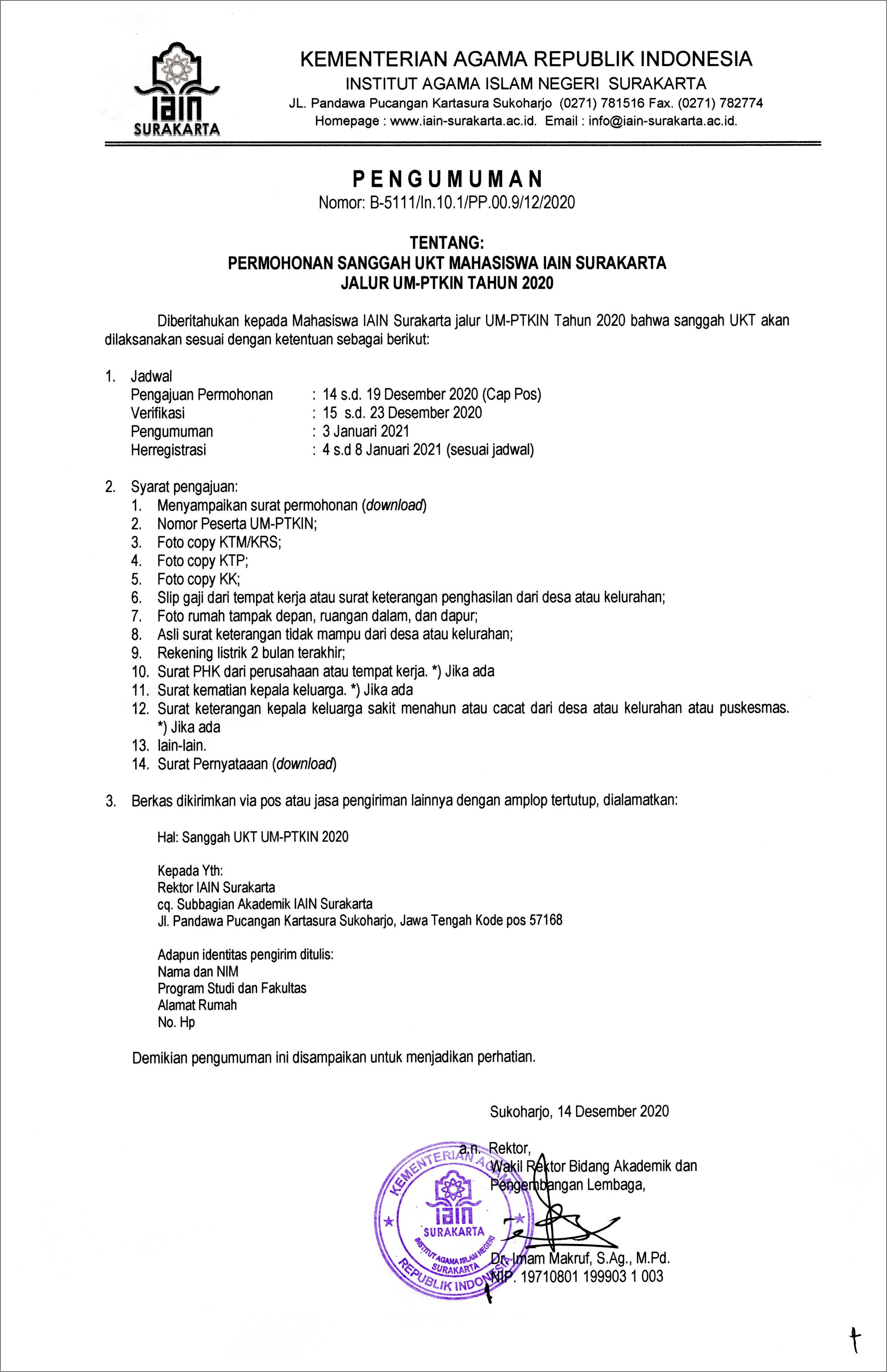 Contoh Surat Permohonan Penelitian Uin Walisongo