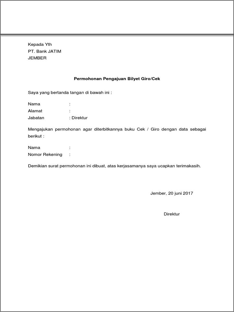 Contoh Surat Permohonan Penerbitan Surat