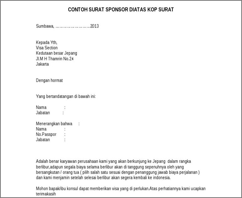 Contoh Surat Permohonan Penerjemah Di Konsulat