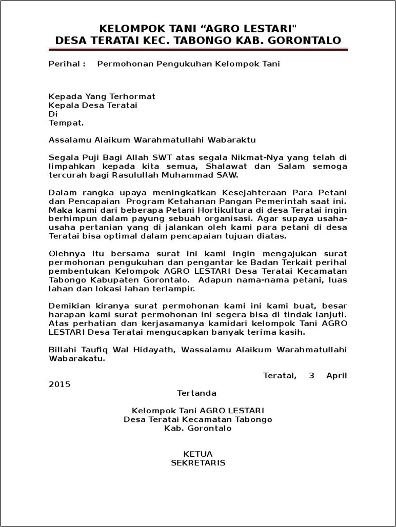 Contoh Surat Pernyataan Anggota Kelompok Ternak Sapi