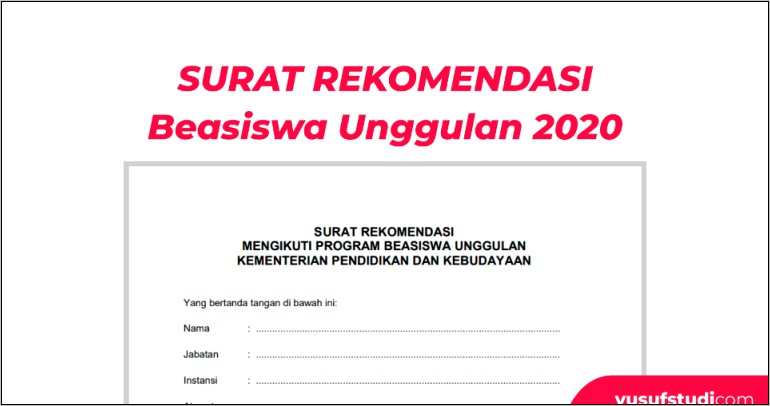 Contoh Surat Pernyataan Beasiswa Unggulan