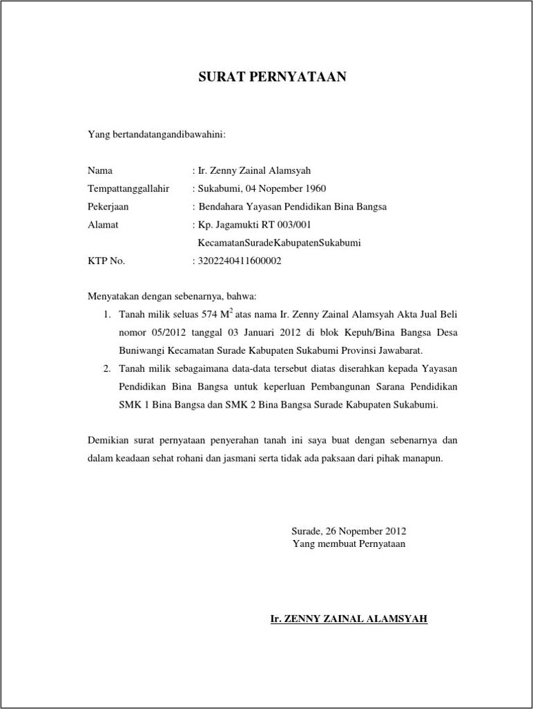 Contoh Surat Pernyataan Bergabung Yayasan.doc