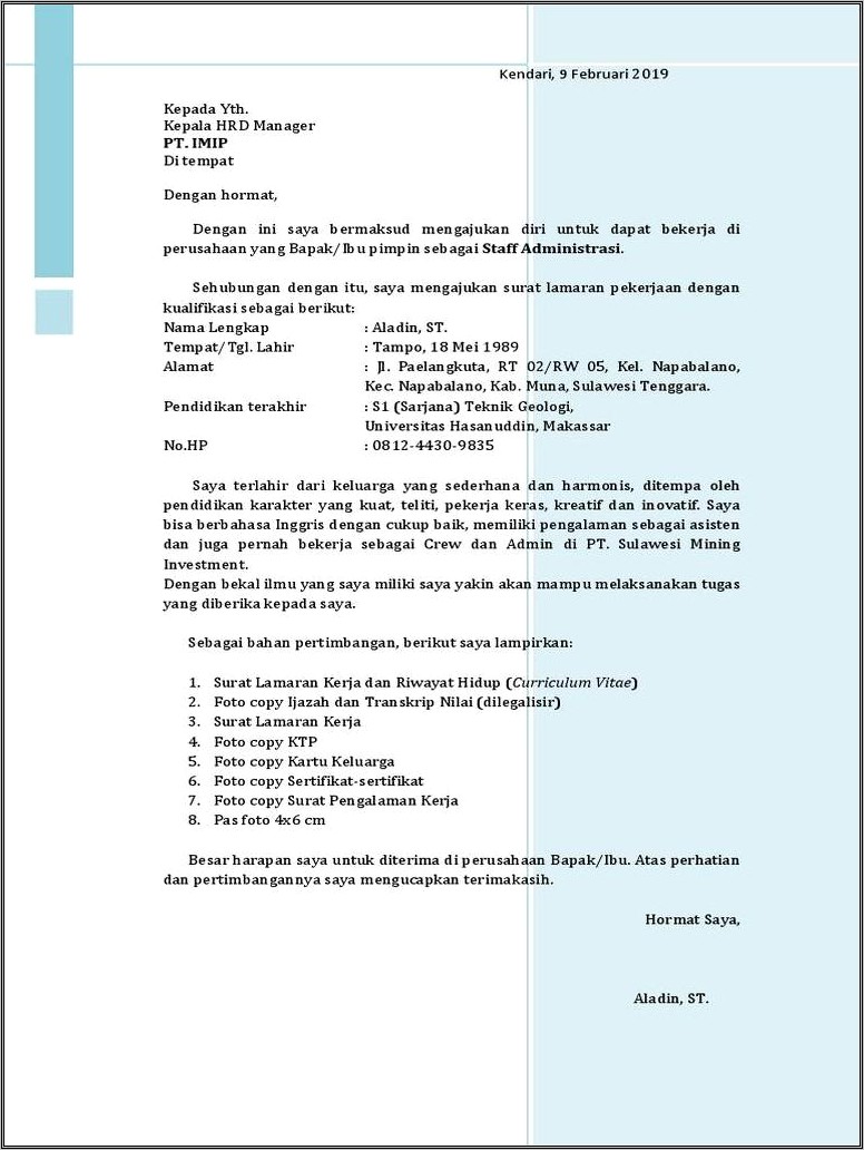 Contoh Surat Pernyataan Cpns Kab Morowali