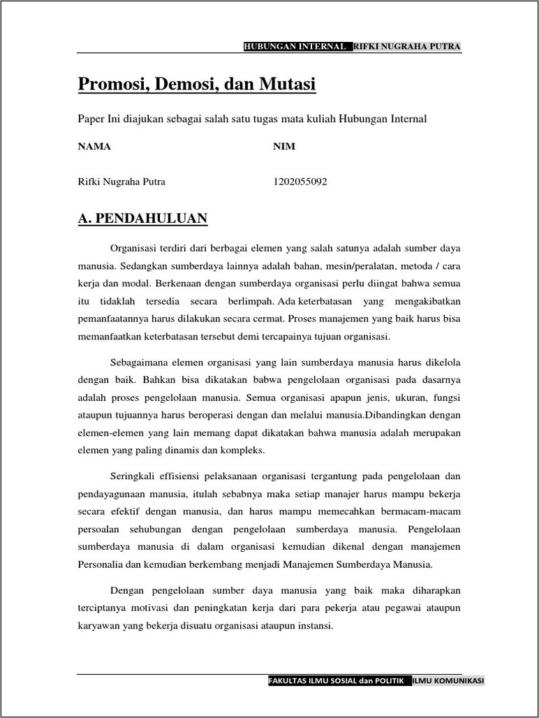 Contoh Surat Pernyataan Demosi