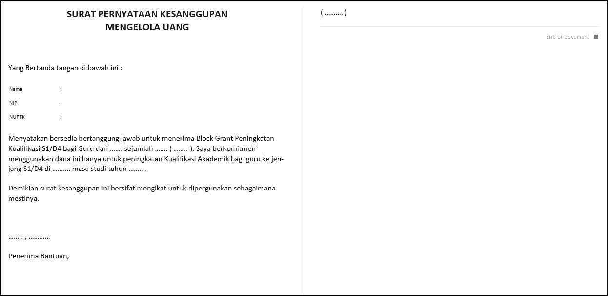 Contoh Surat Pernyataan Divisitasi