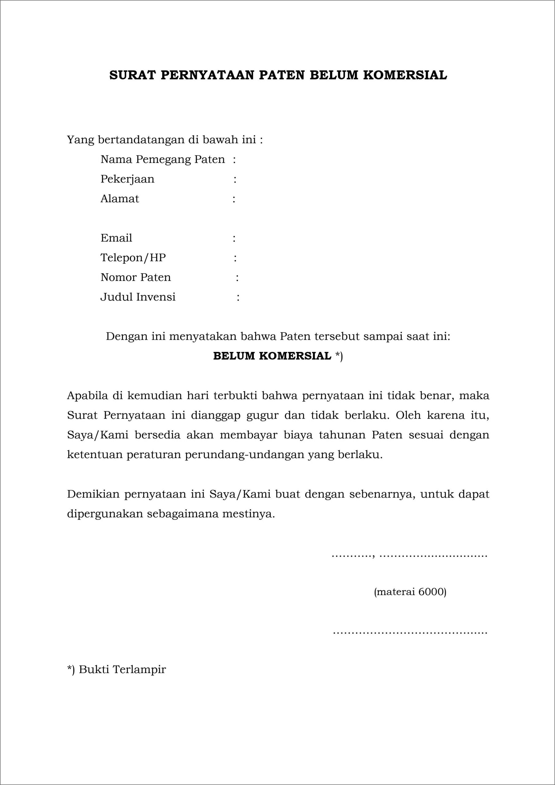 Contoh Surat Pernyataan Halal