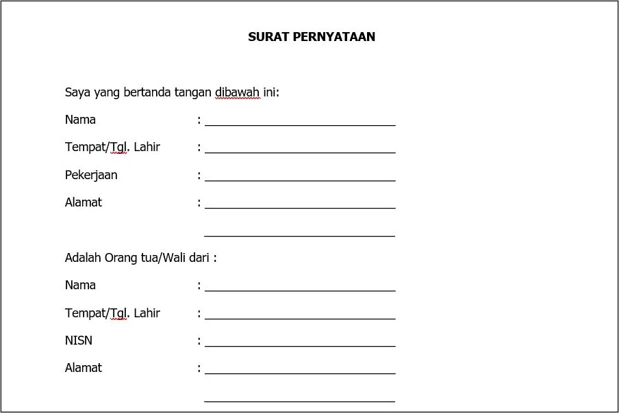 Contoh Surat Pernyataan I