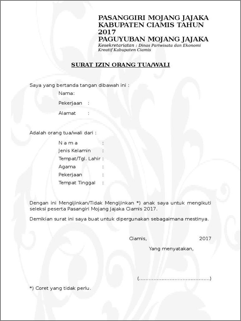 Contoh Surat Pernyataan Jajaka