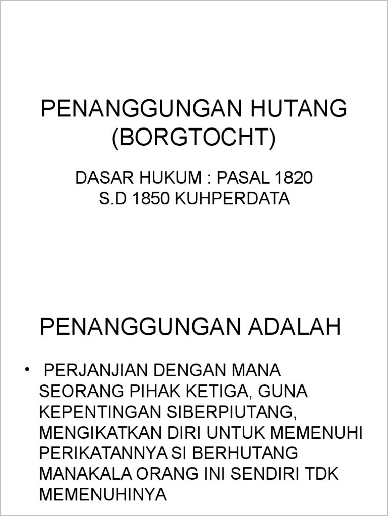 Contoh Surat Pernyataan Jaminan Borgtocht