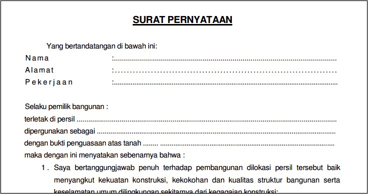 Contoh Surat Pernyataan Jaminan Keamanan