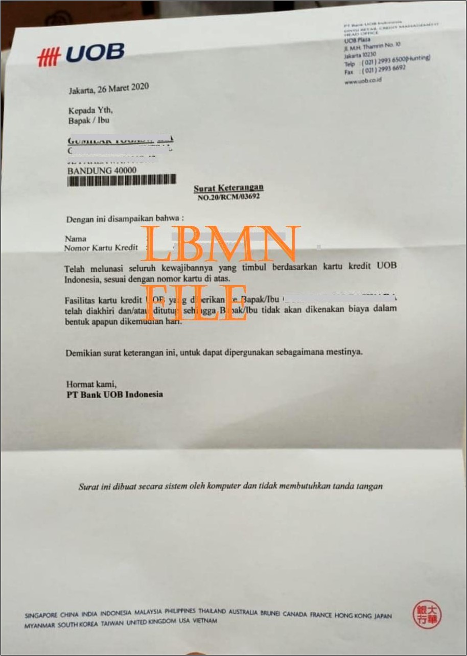 Contoh Surat Pernyataan Kartu Kredit Sudah Ketemu