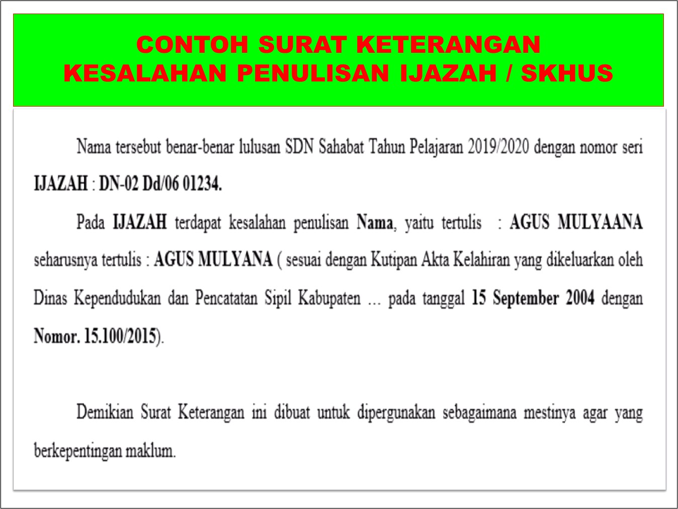 Contoh Surat Pernyataan Kebenaran Penulisan Izasah