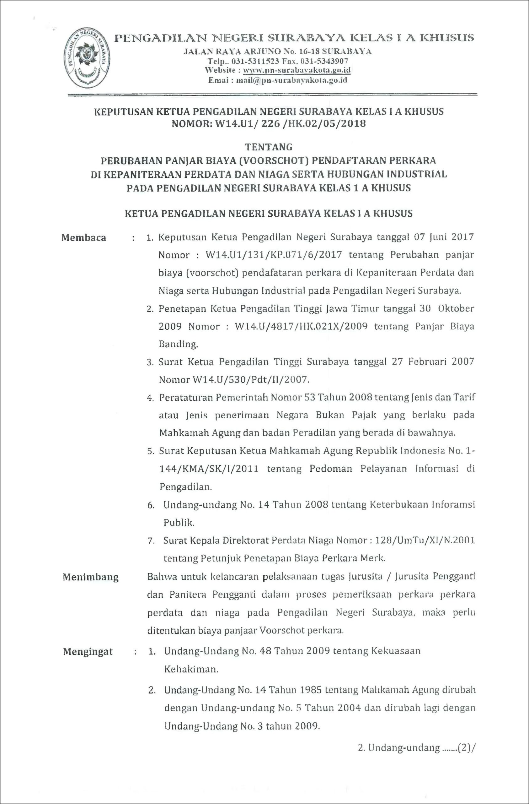 Contoh Surat Pernyataan Kelurahan Mojo Surabaya