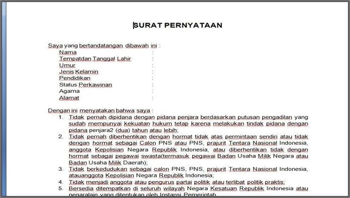 Contoh Surat Pernyataan Kementerian Agama