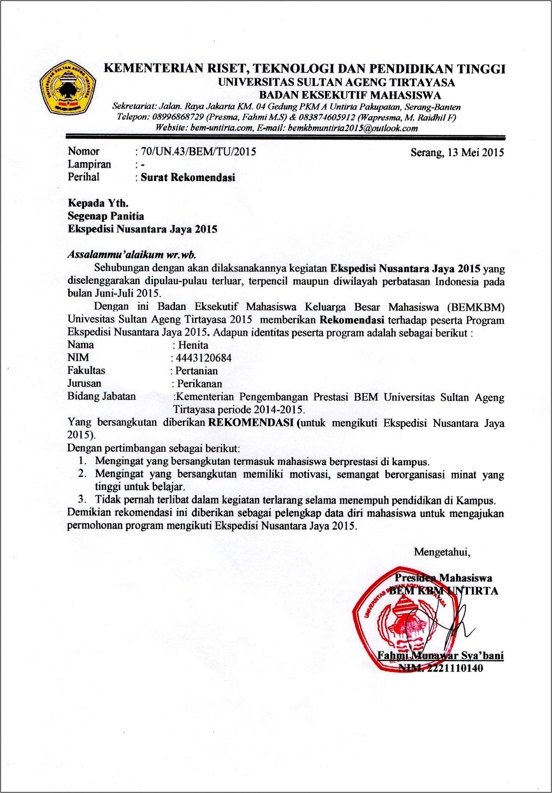 Contoh Surat Pernyataan Kerjasama Dengan Organisasi Muhammadiyah.doc