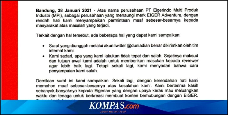 Contoh Surat Pernyataan Klarifikasi Perusahaan