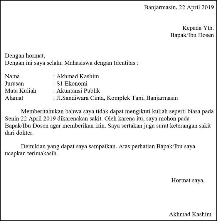 Contoh Surat Pernyataan Kondisi Perkuliahan Doc