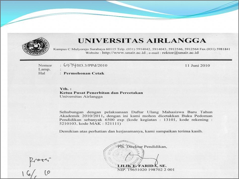 Contoh Surat Pernyataan Mahasiswa Universitas Airlangga