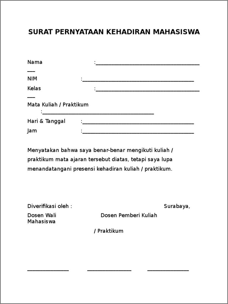 Contoh Surat Pernyataan Menandatangani Surat