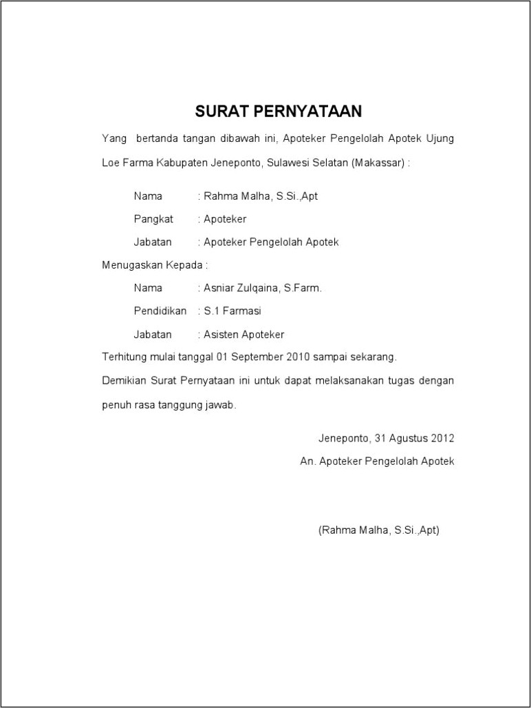 Contoh Surat Pernyataan Menyumbang