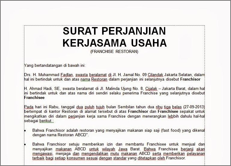 Contoh Surat Pernyataan Mitra Usaa Waserda