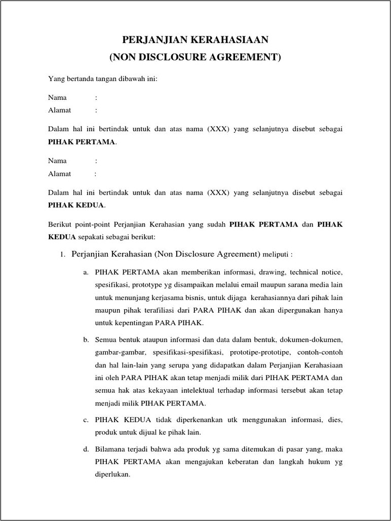 Contoh Surat Pernyataan Nda