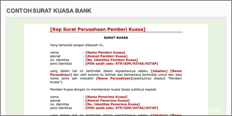 Contoh Surat Pernyataan Nomor Rekening Bank Perusahaan
