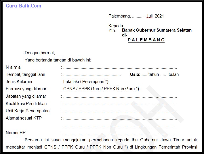 Contoh Surat Pernyataan P3k 2019