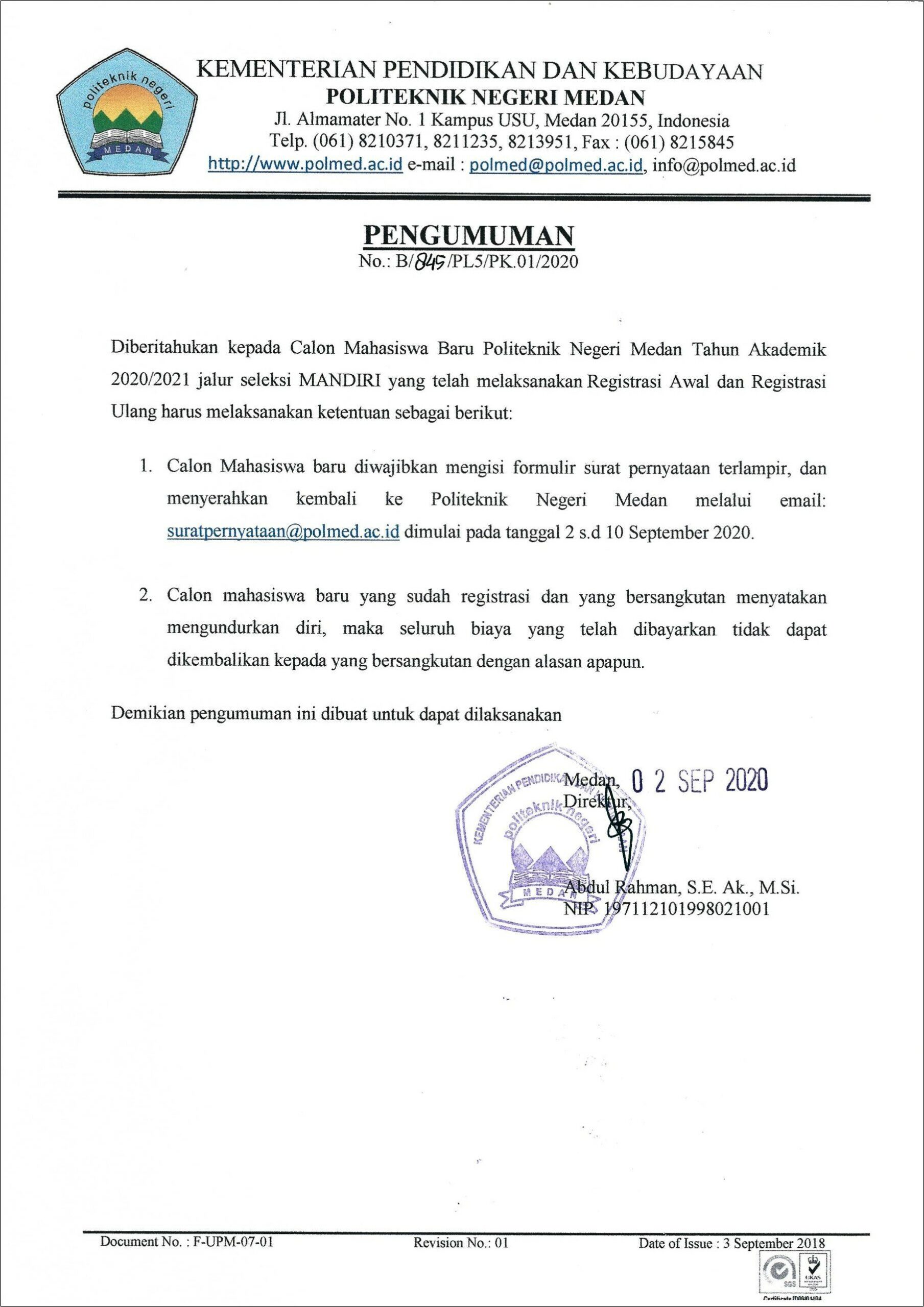 Contoh Surat Pernyataan Pbm