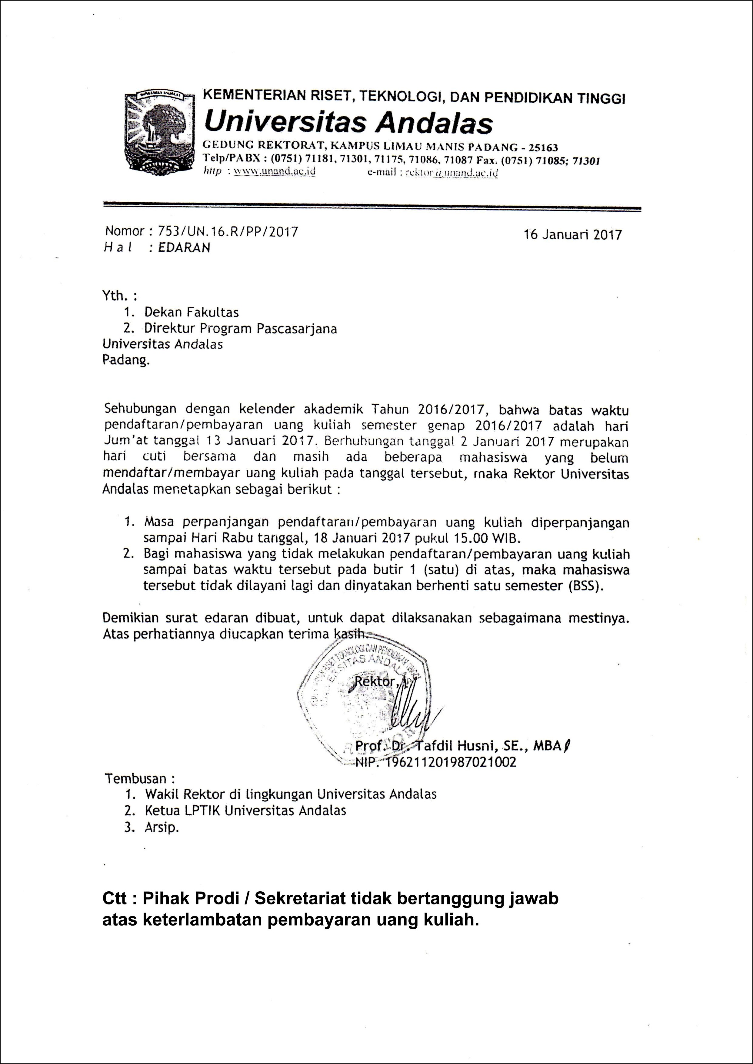 Contoh Surat Pernyataan Pembayaran Mahasiswa