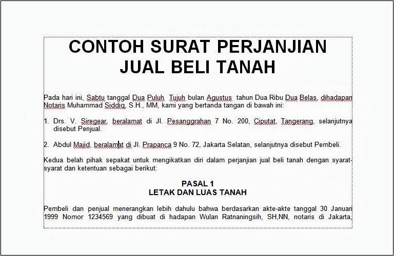 Contoh Surat Pernyataan Pembelian Usaha