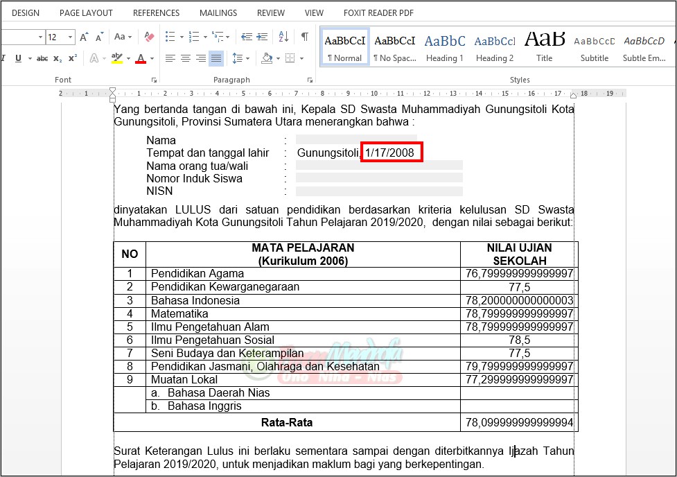 Contoh Surat Pernyataan Pembulatan