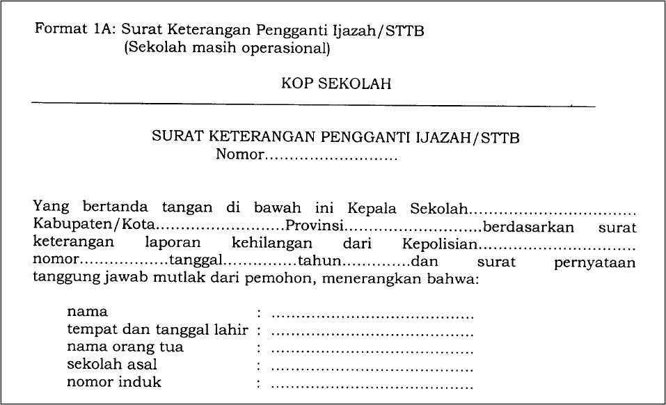 Contoh Tata Bahasa Pada Surat Keterangan Kehilangan