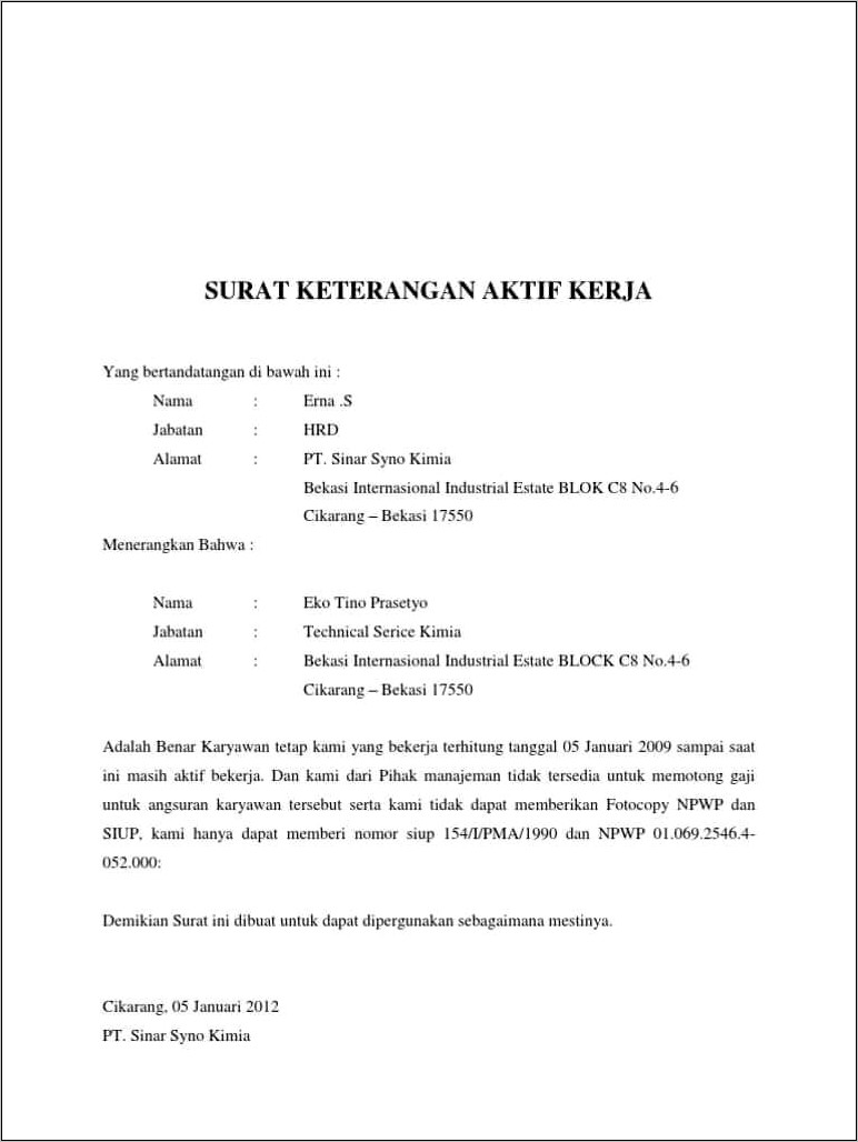 Surat Keterangan Contoh Surat Pernyataan