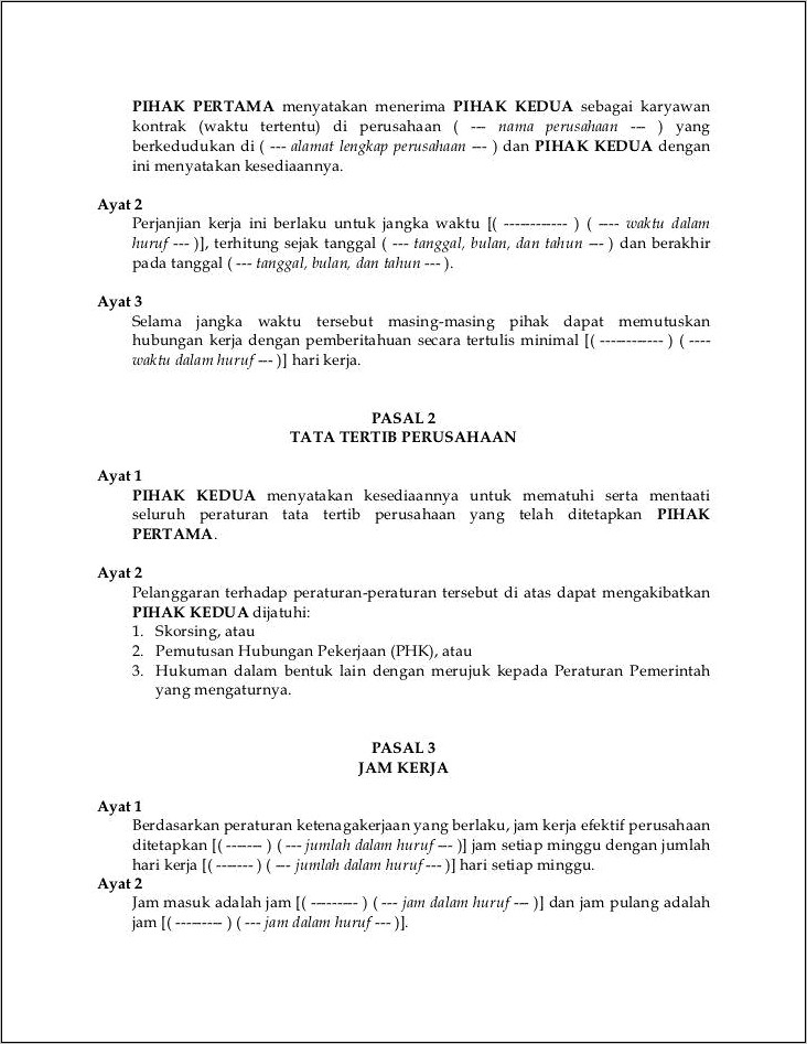 Surat Perjanjian Kerjasama Contoh Doc