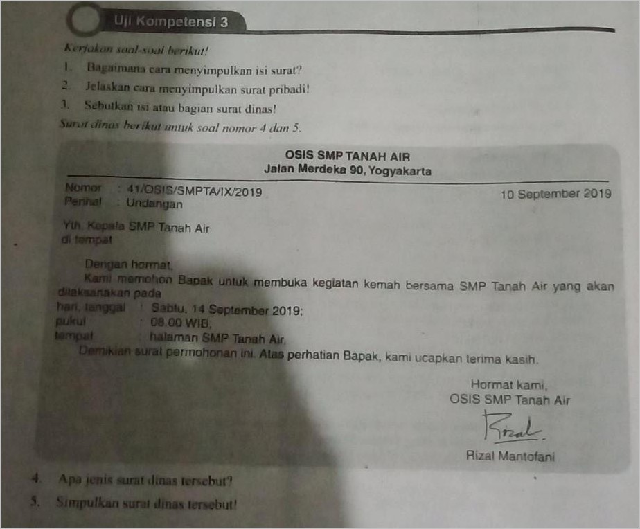 5 Contoh Surat Dinas Dan Surat Pribadi