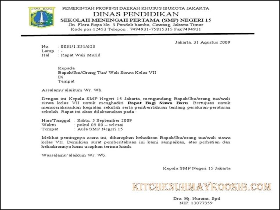 Contoh Alamat Surat Yang Benar Pada Surat Dinas